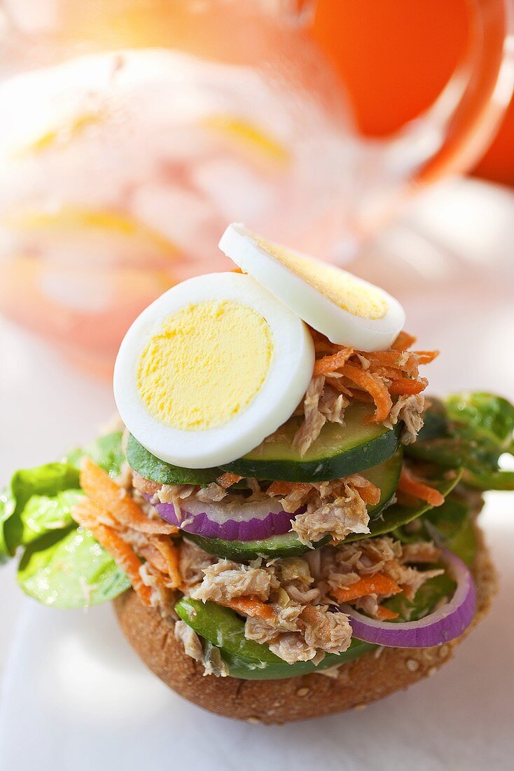 Open Tuna Salad Sandwich with Boiled Egg
