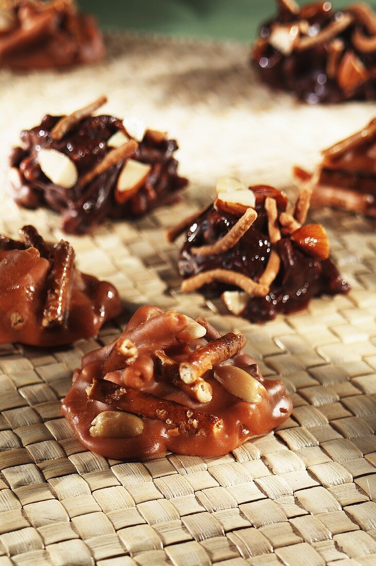 Nutty treats with chocolate and with caramel