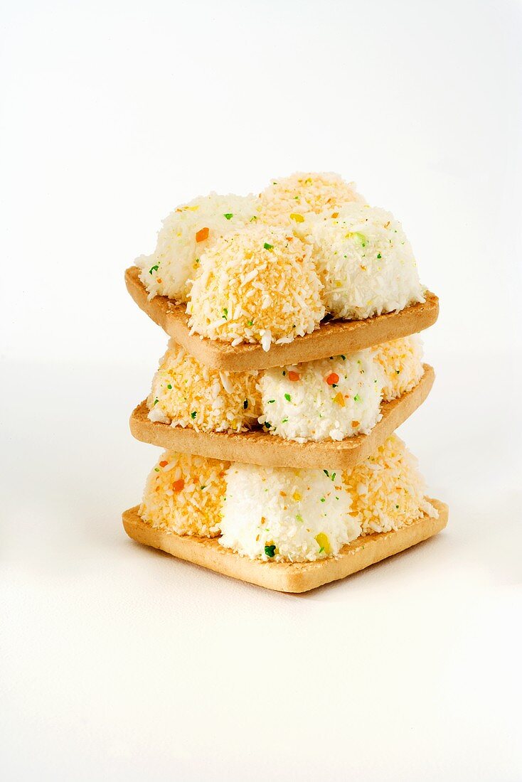 Mexican Coconut Cookies; Stacked; White Background