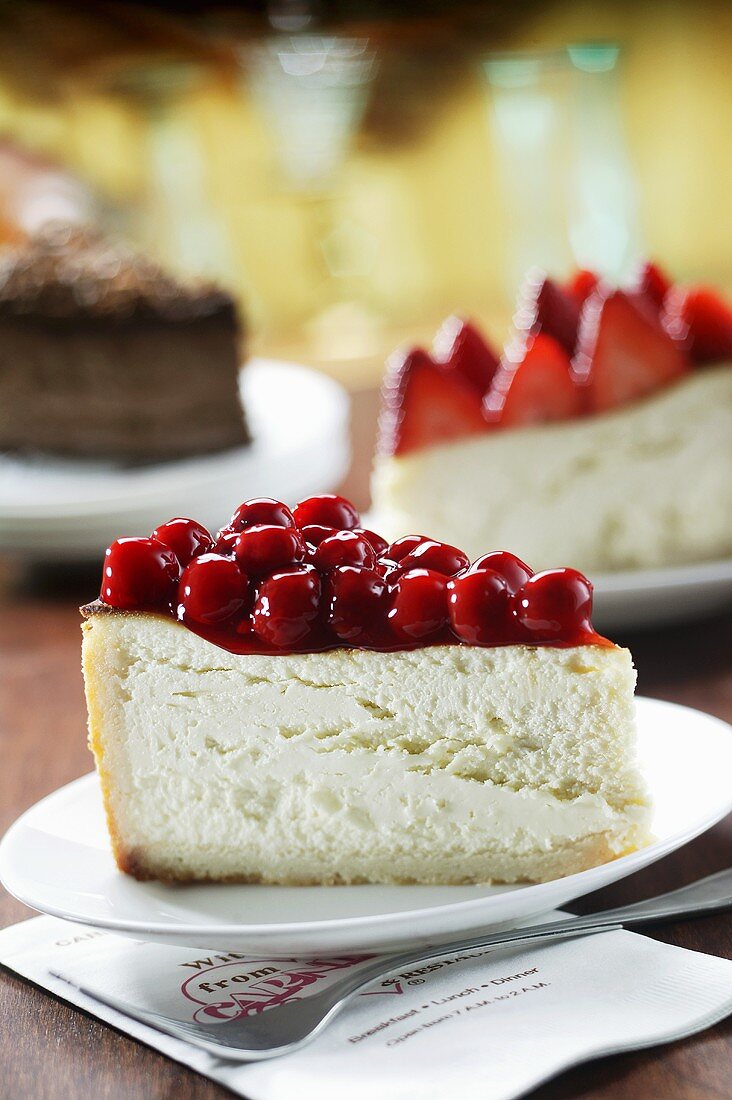 Slice of Cheesecake with Fruit Topping