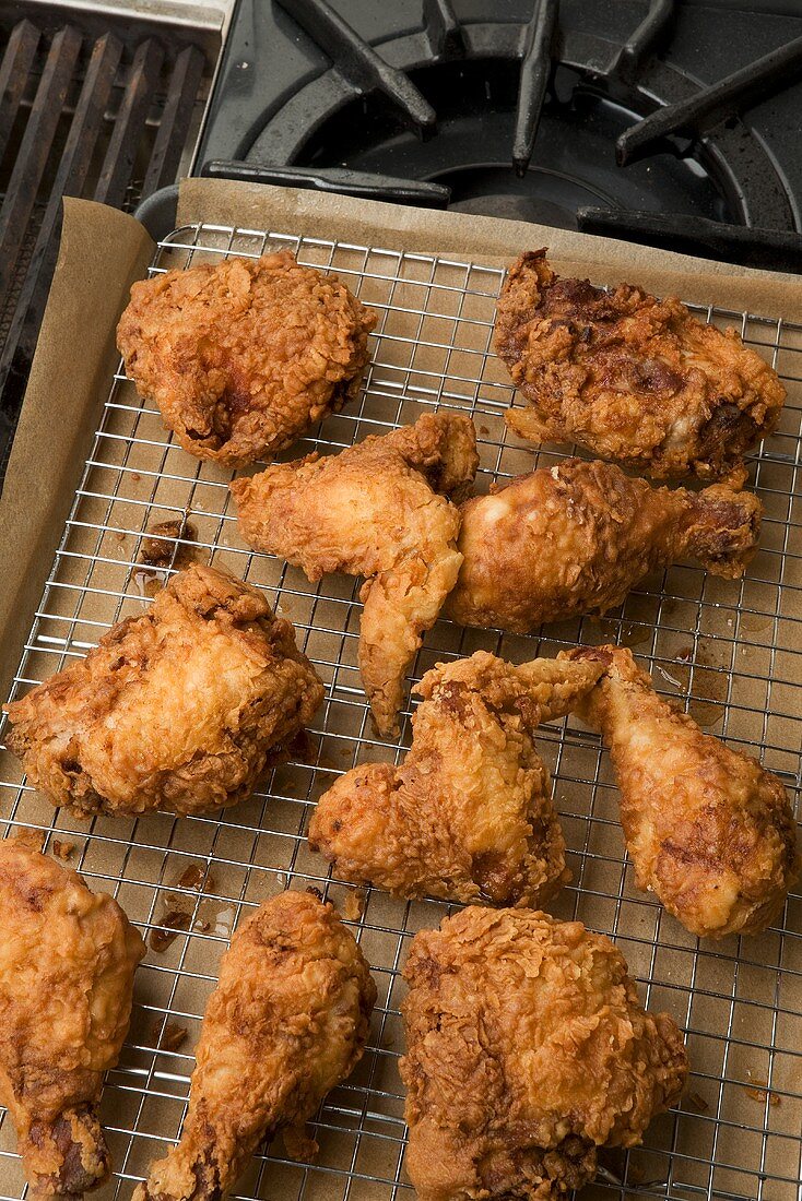 Fried Chicken on Cooling Rack