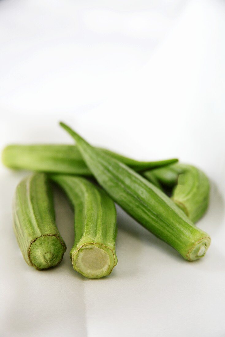 Fresh Okra on White