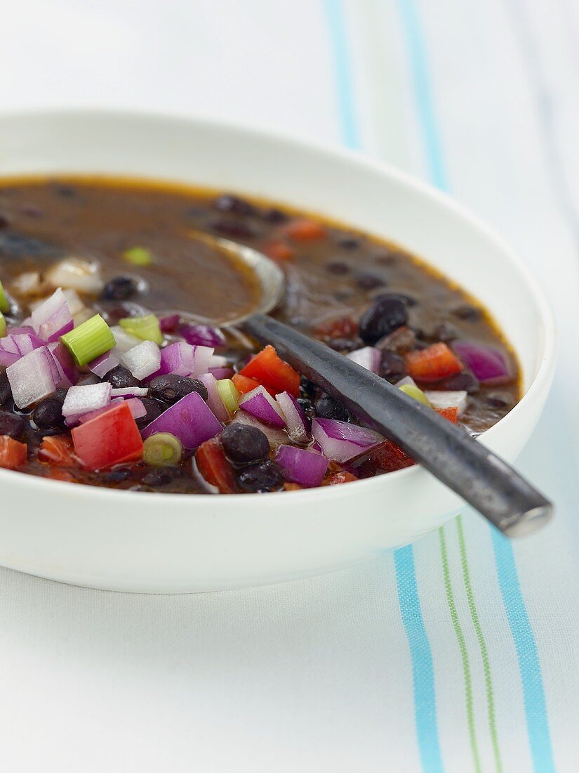 Bowl of Hearty Black Bean Soup
