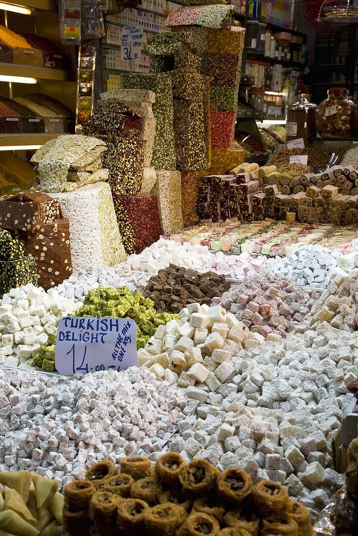 Marktstand mit Turkish Delight (Istanbul, Türkei)