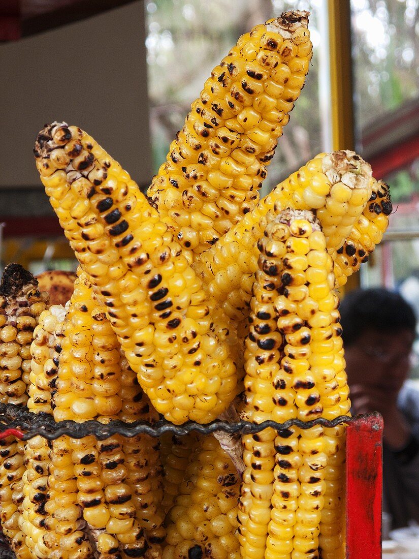 Colombian Mazorca (Roasted Corn); Street Food in Bogota Colombia