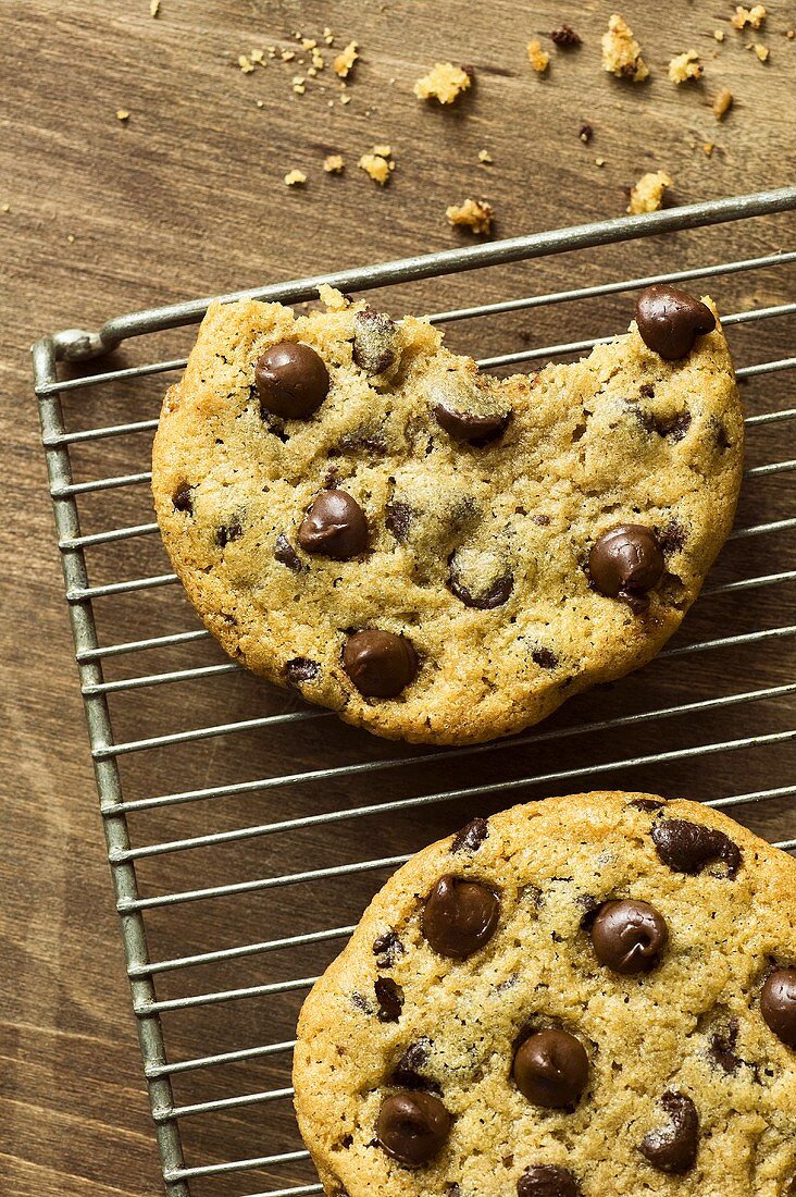 Chocolatechip Cookies auf Kuchengitter