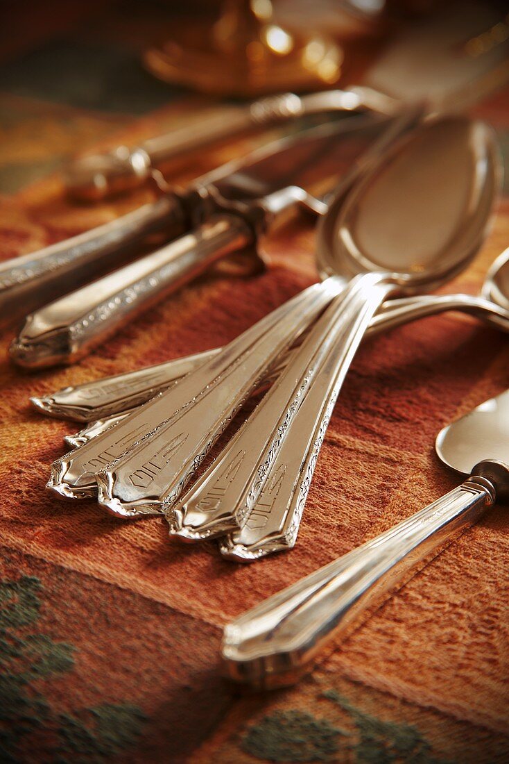 Silver Utensils on a Table