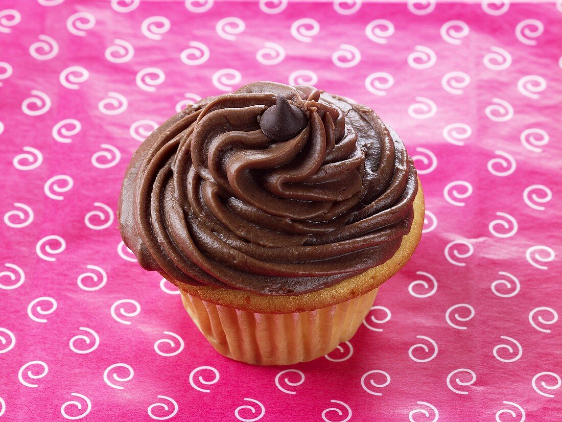 Chocolate Cupcake with Chocolate Frosting and Chocolate Squares