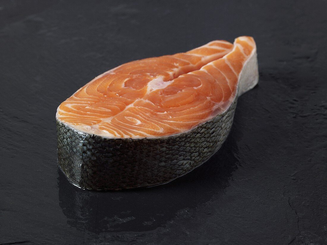 A fresh salmon steak