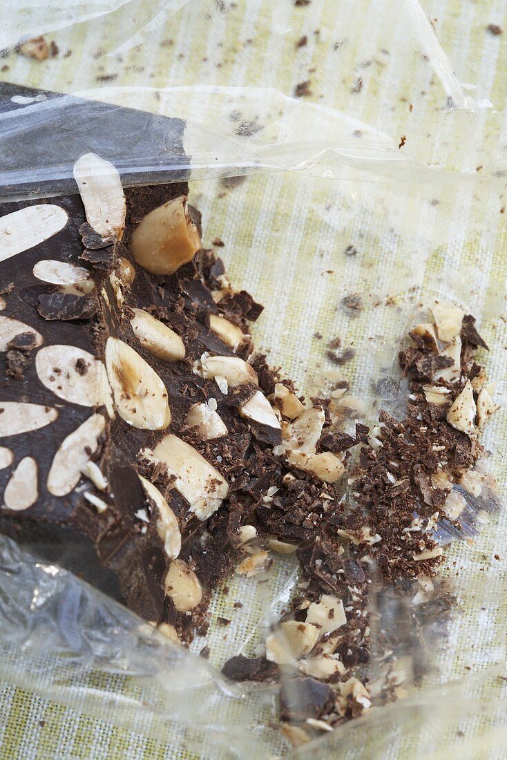 Chocolate and Almond Turron From Spain; With Crumbs