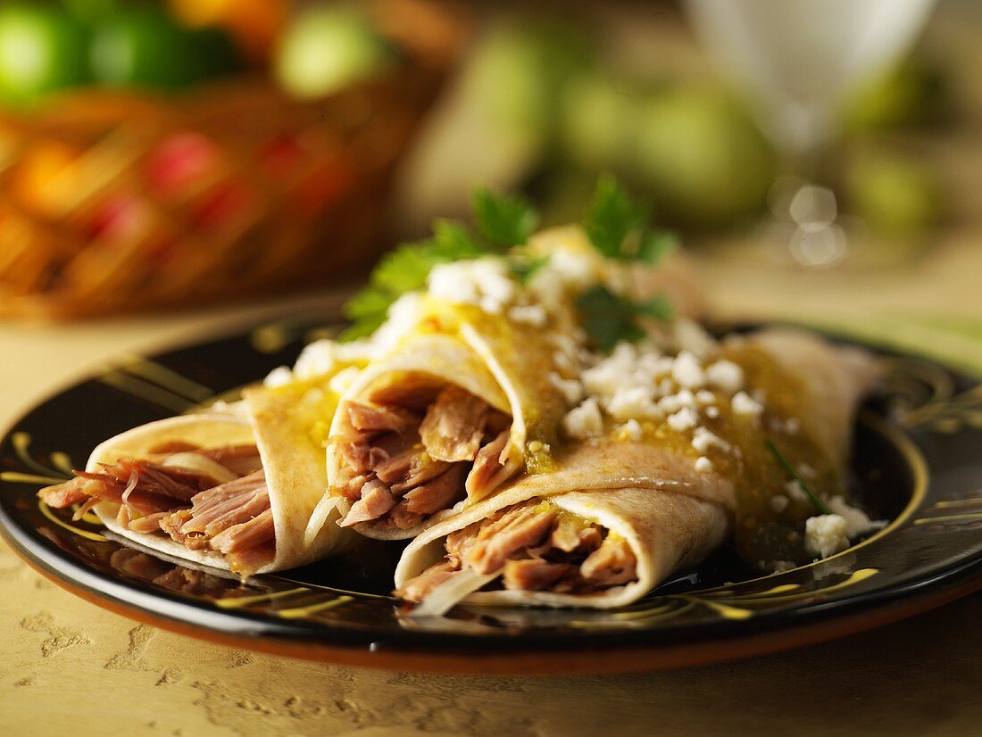 Duck Enchiladas on a Plate