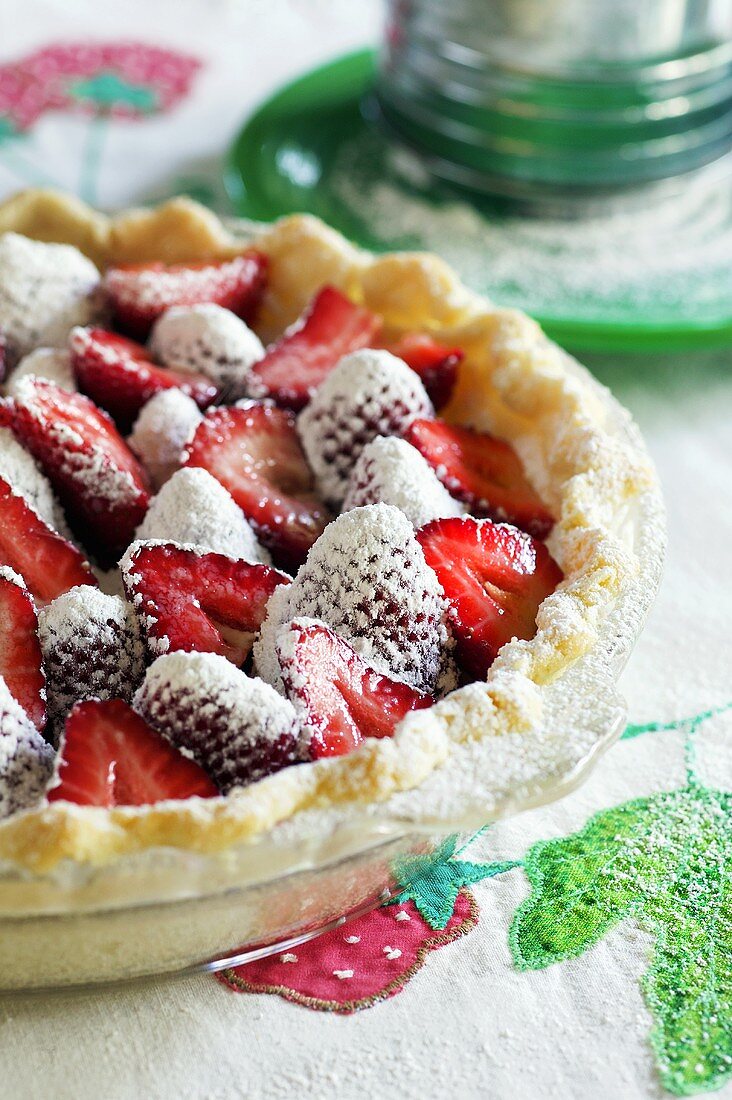 Strawberry Pie Dusted with Powdered Sugar
