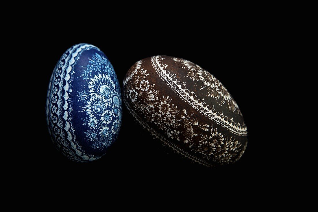 Blue and Brown Polish Painted Easter Eggs