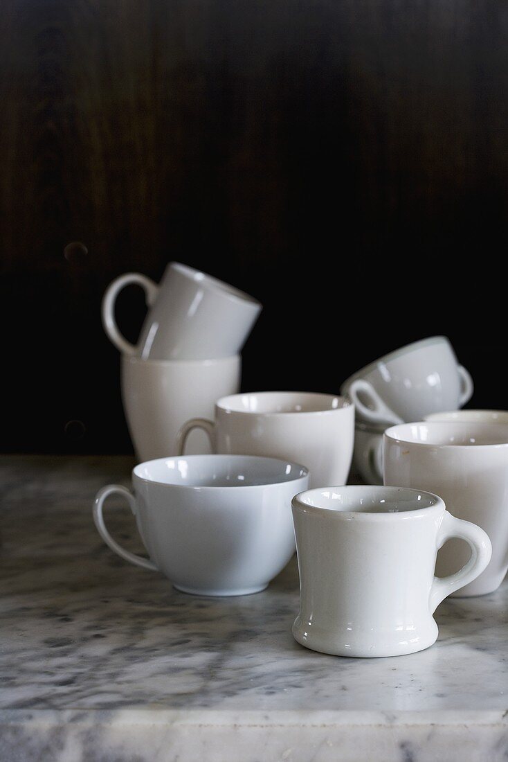 Assorted White Coffee Mugs