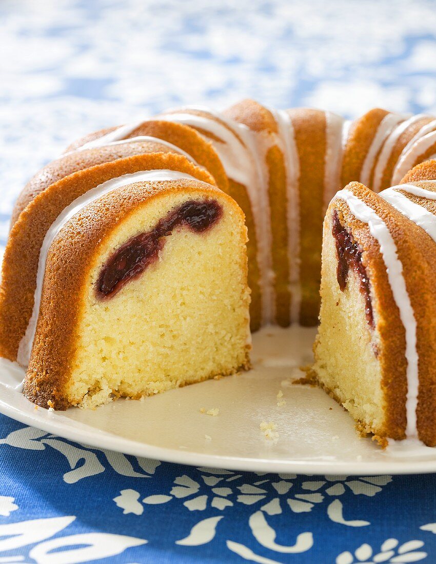 Cherry Coffee Cake with Slice Removed