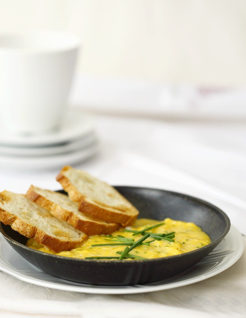 Breakfast Omelet with Chives and Toast