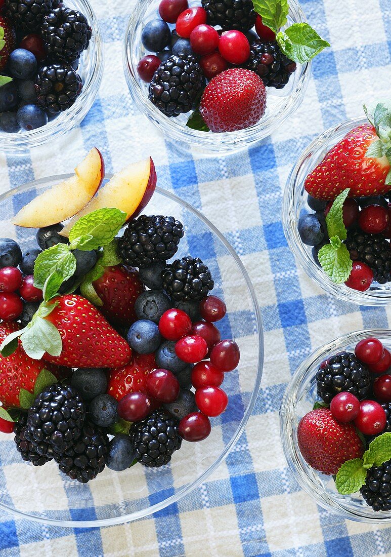 Bowls of Berry Salad; From Above