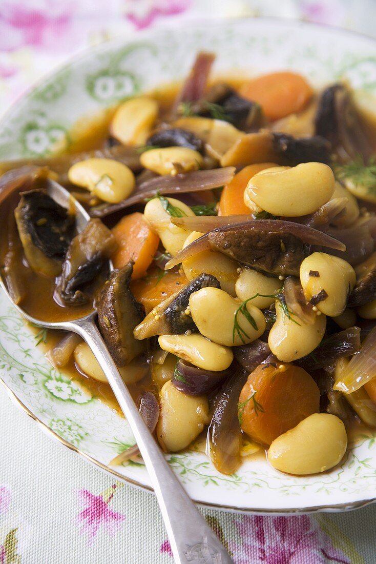 Mushroom and Butterbean Tagine in a Bowl with Spoon