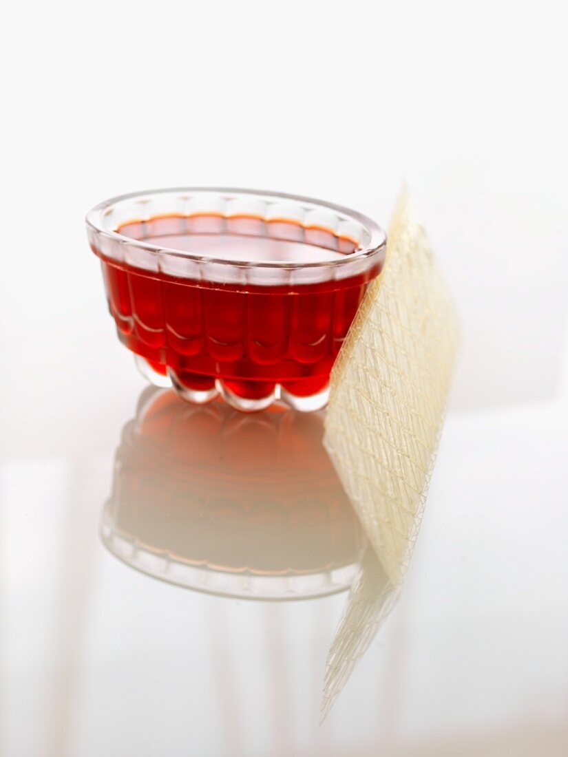 Red Jello in a Glass Mild with Gelatin Sheets