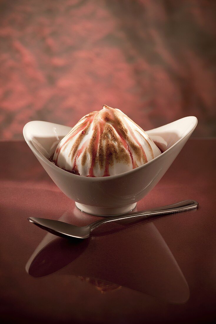 Baked Alaska in a Bowl; Spoon