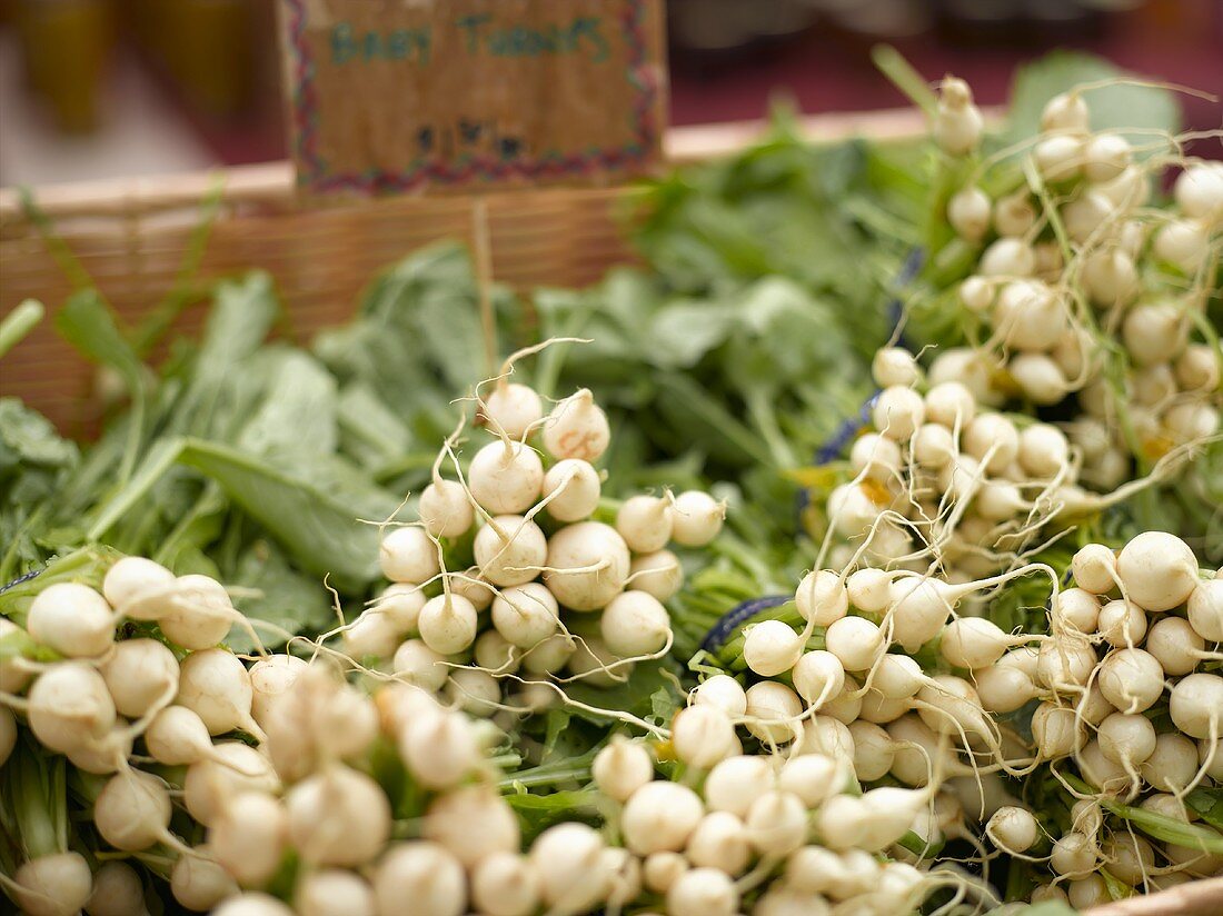 Baby Turnips at a Farmer's Market in Seattle Washington