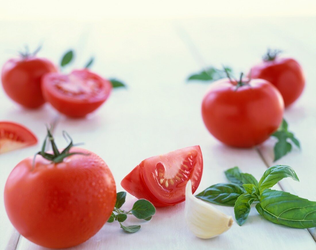 Tomaten, Basilikum und Knoblauch