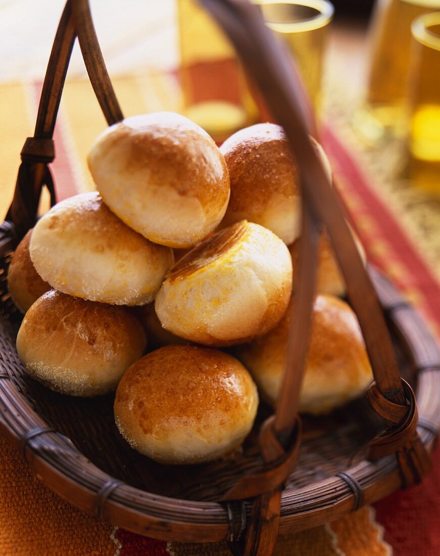 Bread rolls in a bread basket