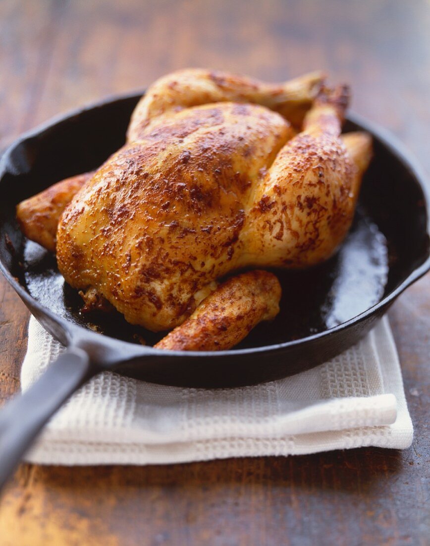 Whole Roast Chicken in a Cast Iron Skillet