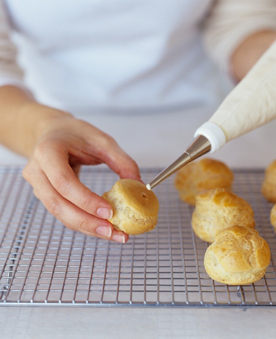 Piping the Cream into Pastry