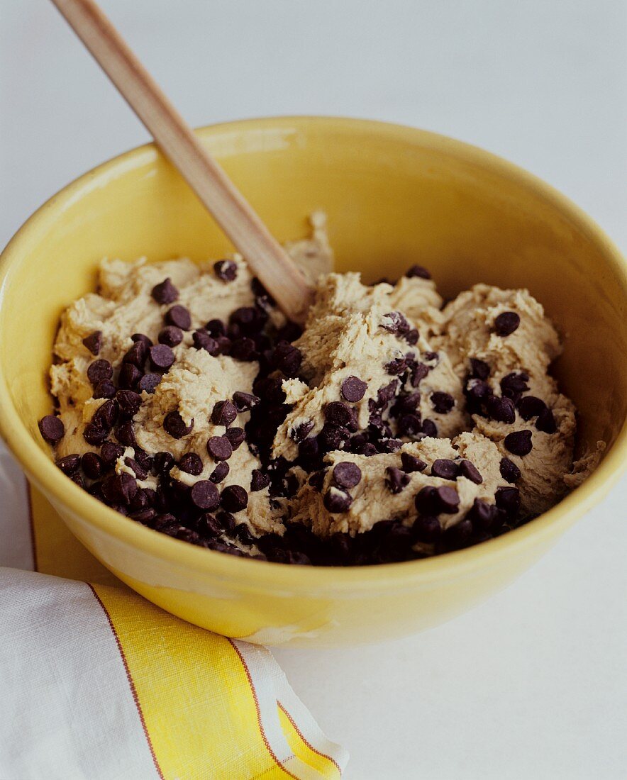 Mixing Chocolate Chips into Cookie Dough