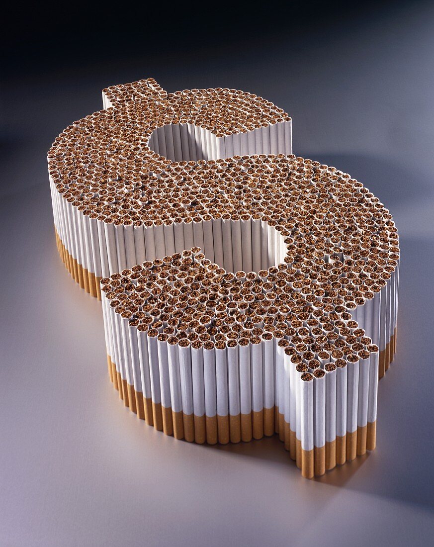 Cigarettes in the Shape of a Dollar Sign; Symbolic for the Cost of Smoking