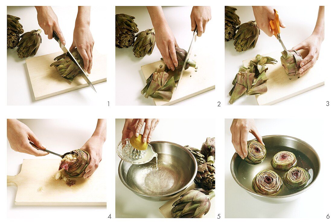 Cleaning artichokes