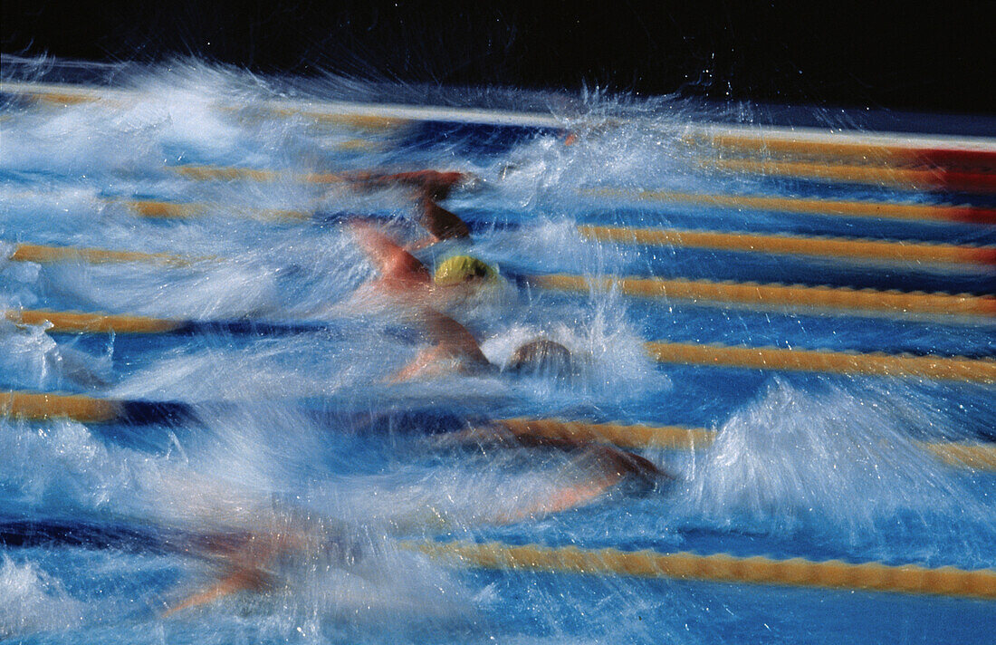 Medium group of swimmers at competition