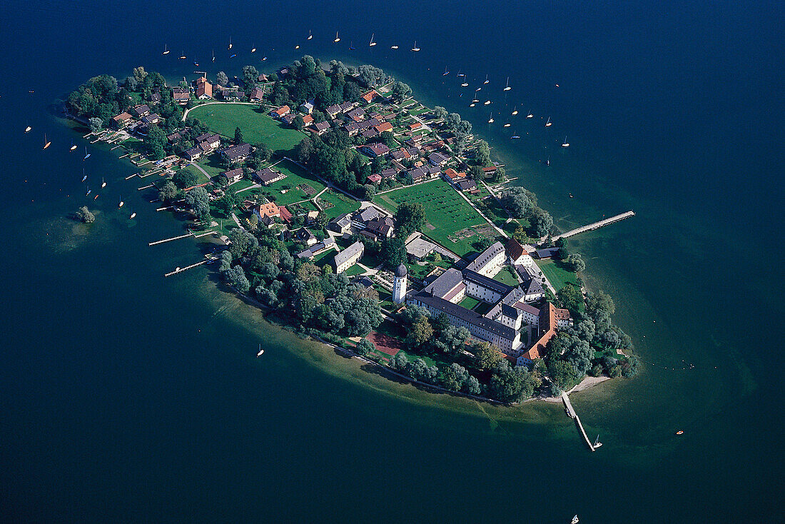 Frauenchiemsee, Luftaufnahme, Bayern, Deutschland