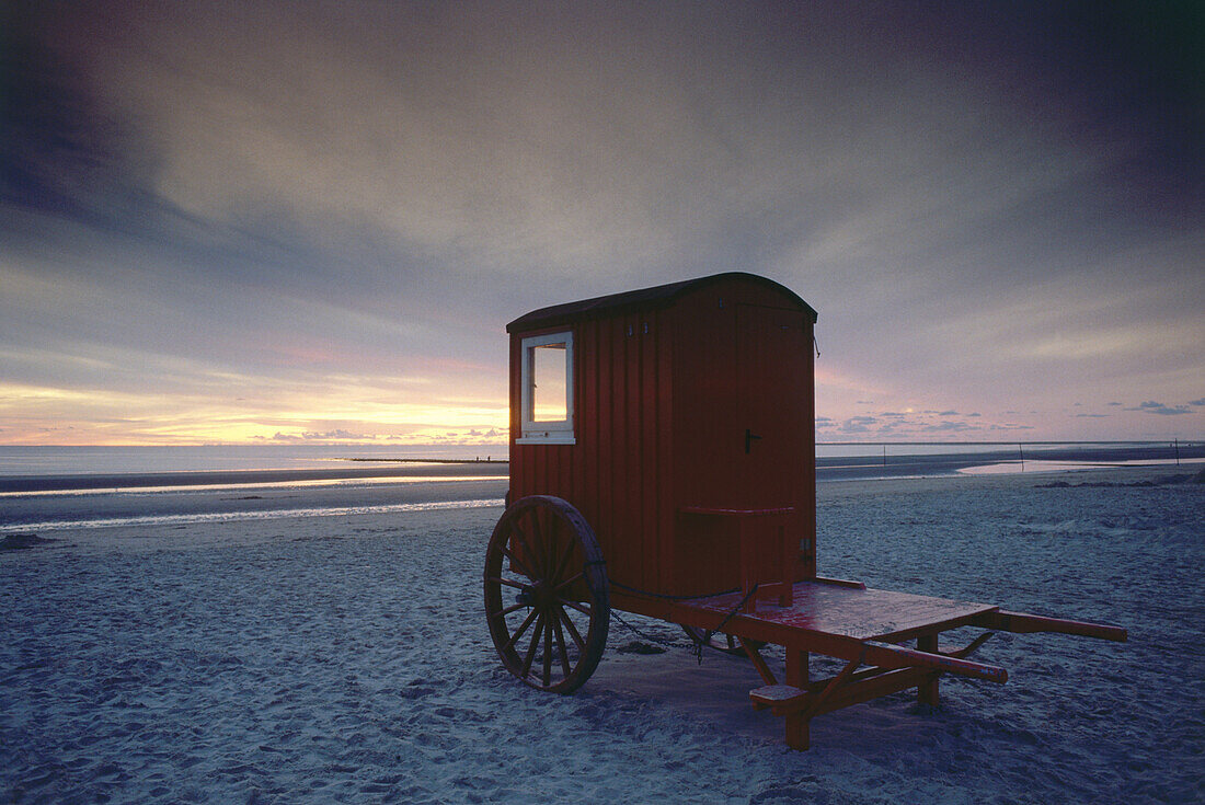 Old cart at beach, Borkum, North Sea, Lower Saxony