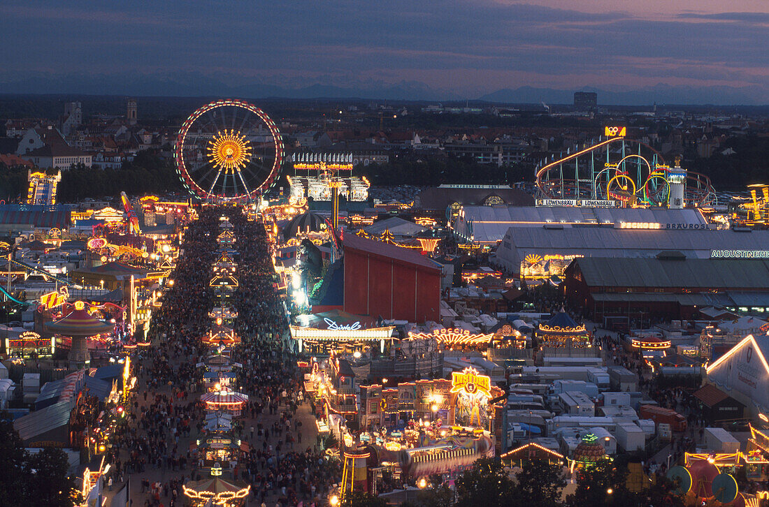 Oktoberfest at night, Munich, Bavaria, Germany