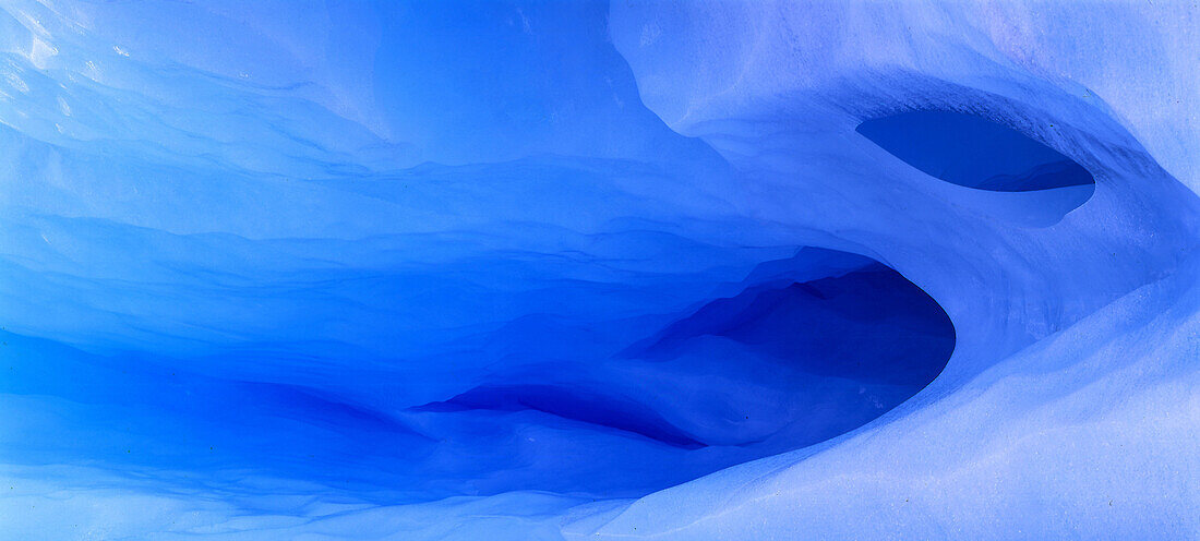 Icy caves in a glacier