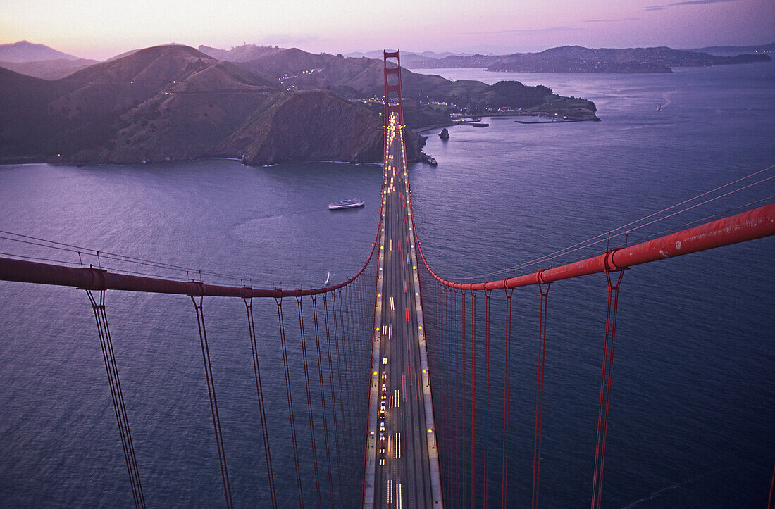 view from the top of Golden Gate Bridge, San Francisco, USA