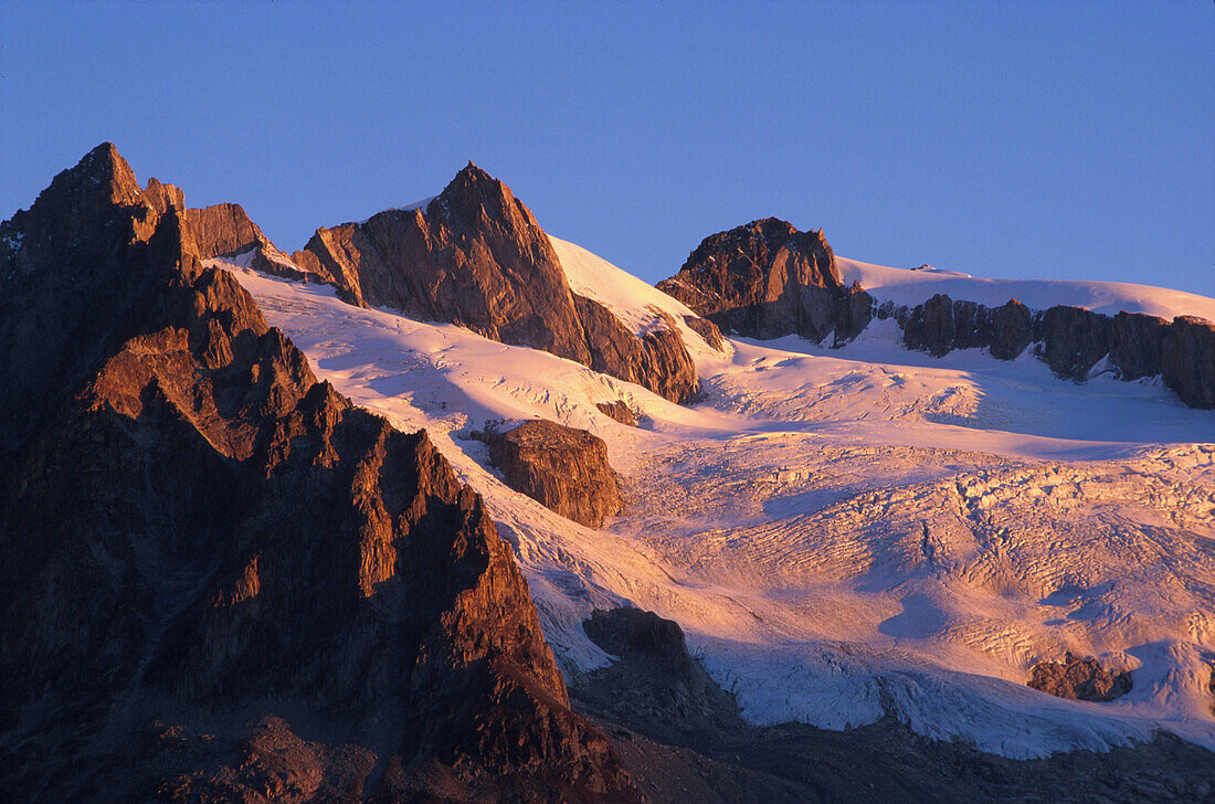 Fusshorn Mtn. in sunlight, Trient Glacier, Switzerland