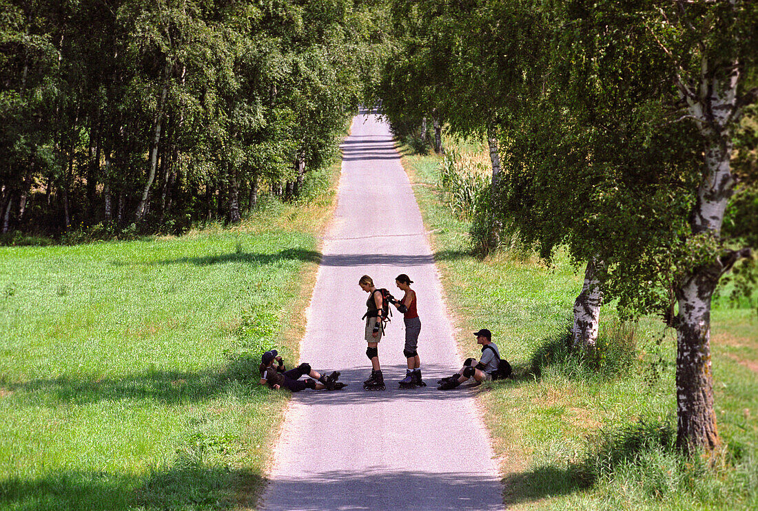 Skating tour, near Rhone River, Switzerland, Rast, Pause