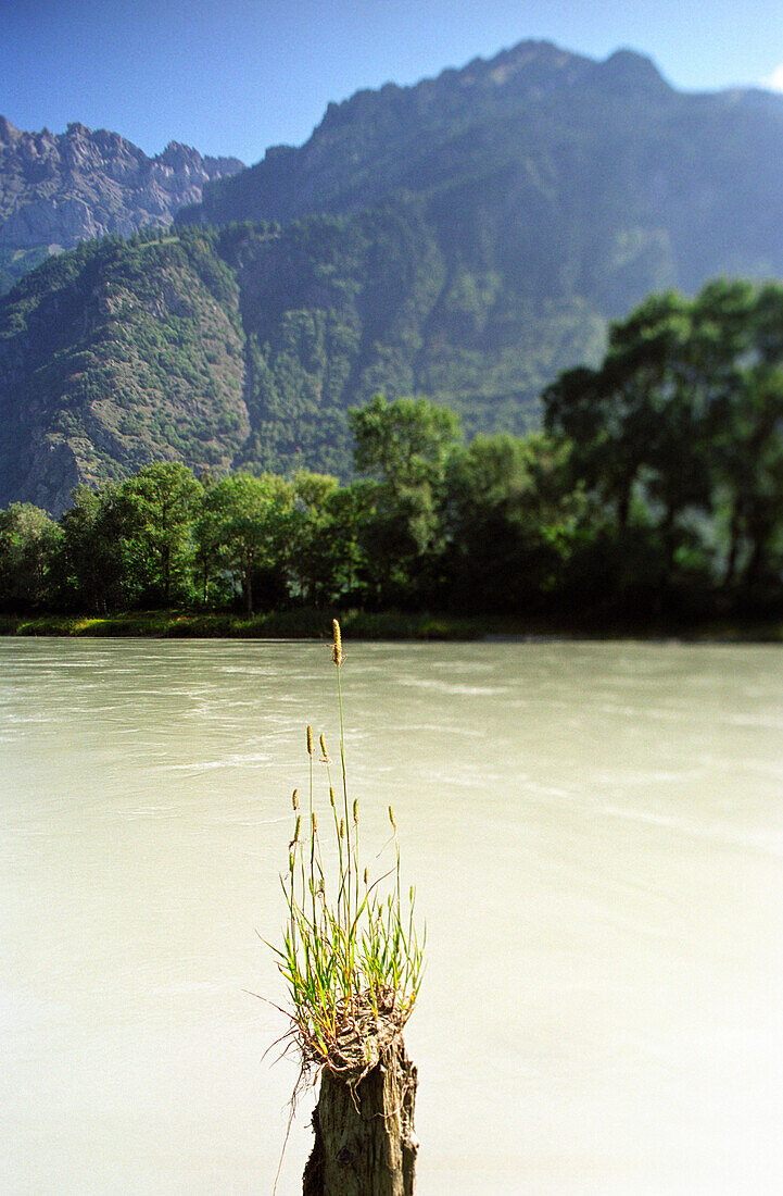 Rhone River between St. Maurice and Martigny, Switzerland