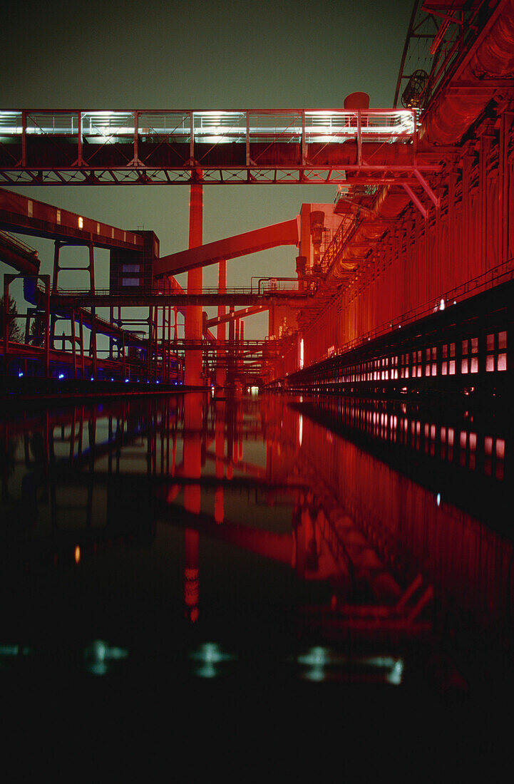 Light installation, Kokerei Zollverein, Essen, North Rhine-Westphalia, Germany