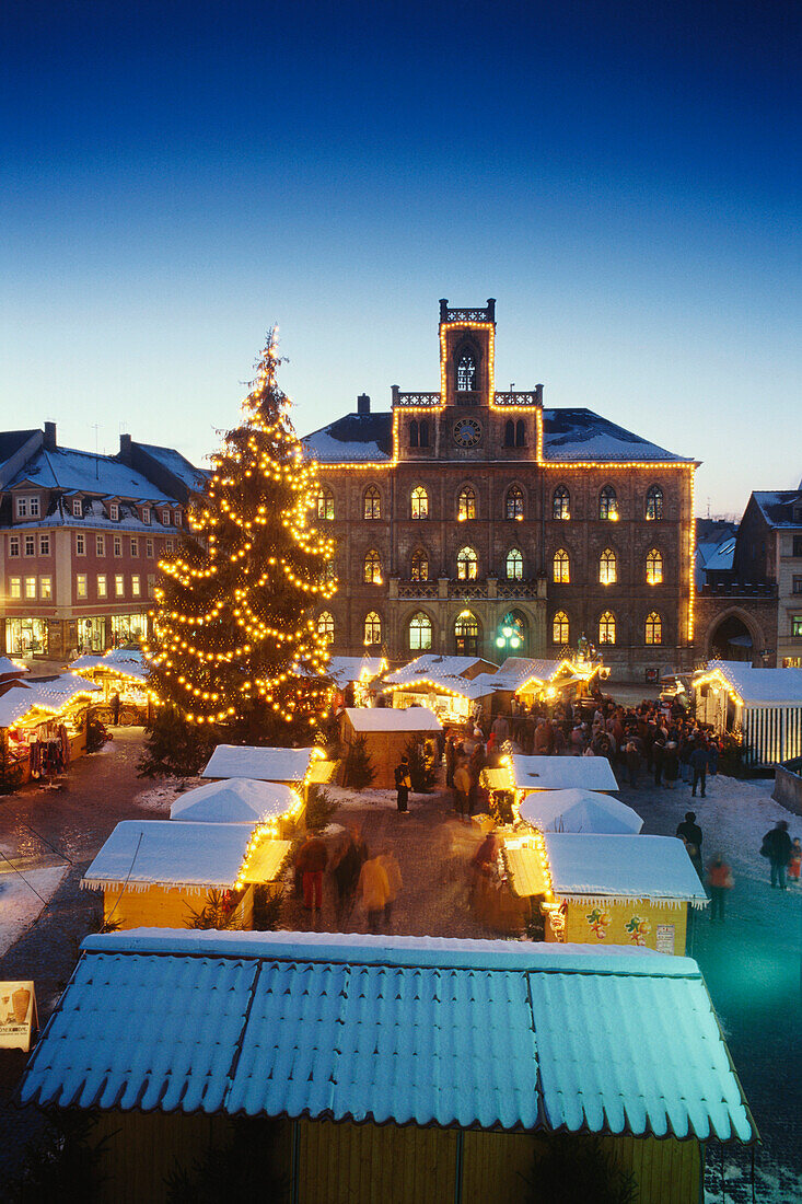 Weihnachtsmarkt, Rathaus, Weimar, Thüringen, Deutschland