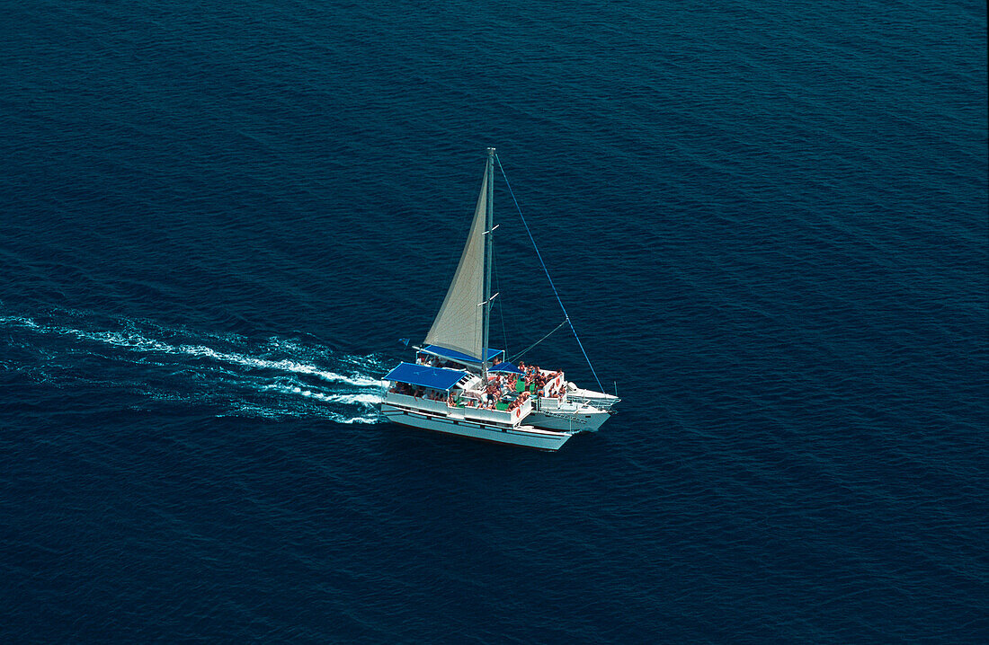 High angle view at catamaran, St. Lucia, Caribbean, America
