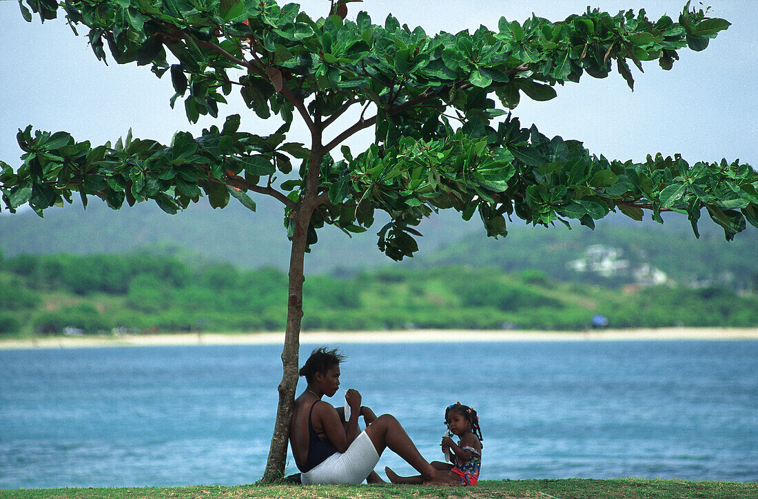 Mother with daughter, St. Lucia, Caribbean