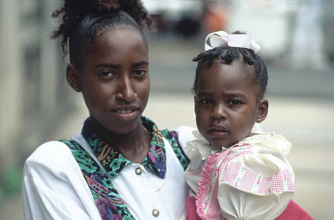 Young mother with her child, St. Lucia, Caribbean