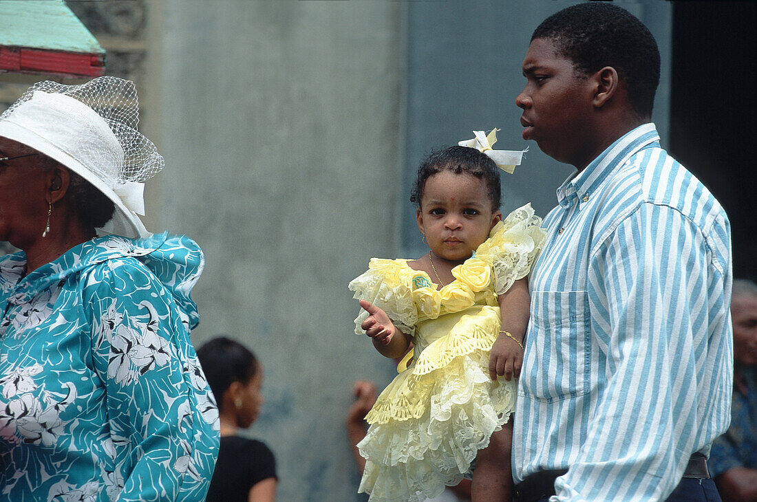 Father with kid, St. Lucia, Caribbean