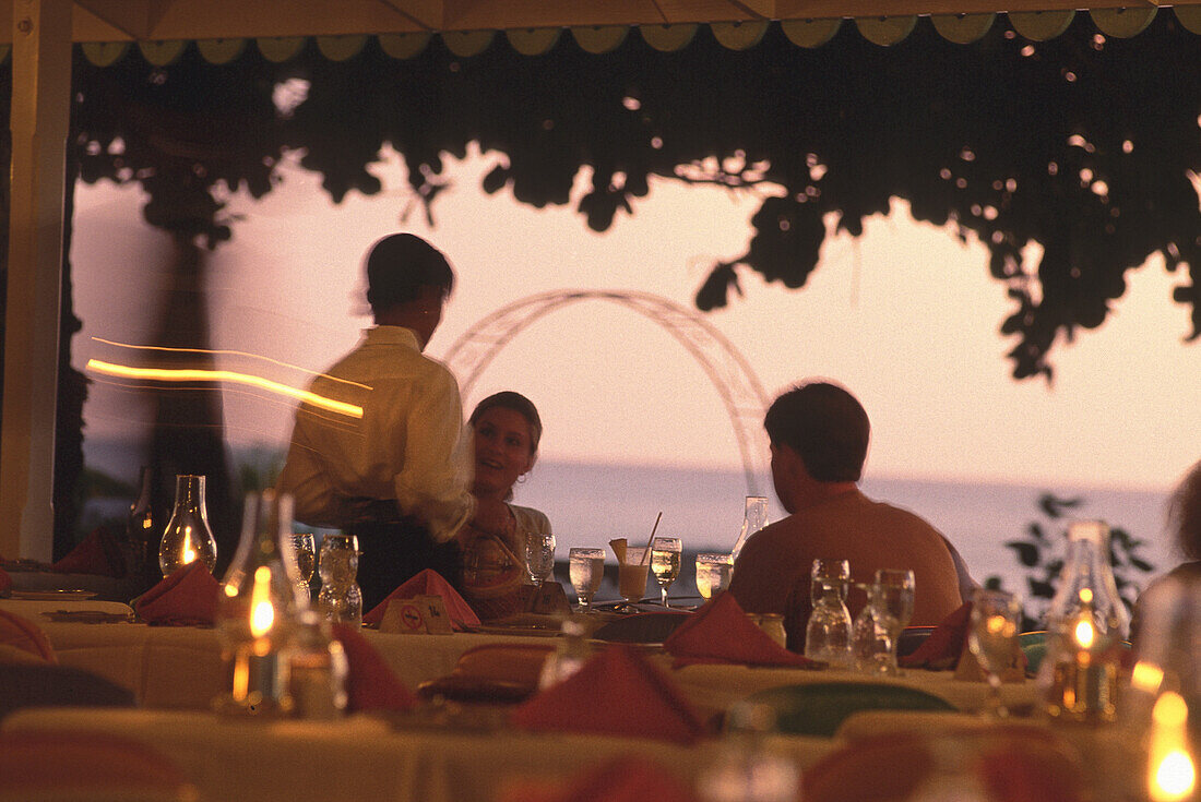 Restaurant at night, Sandals Halcyon Beach Resort, St. Lucia, Caribbean