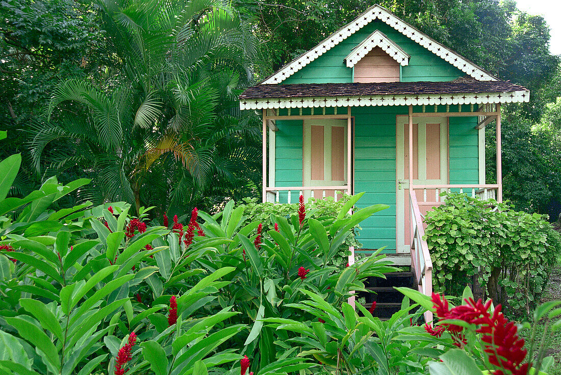 Little wooden house in La Sikwi, St. Lucia, Caribbean, America