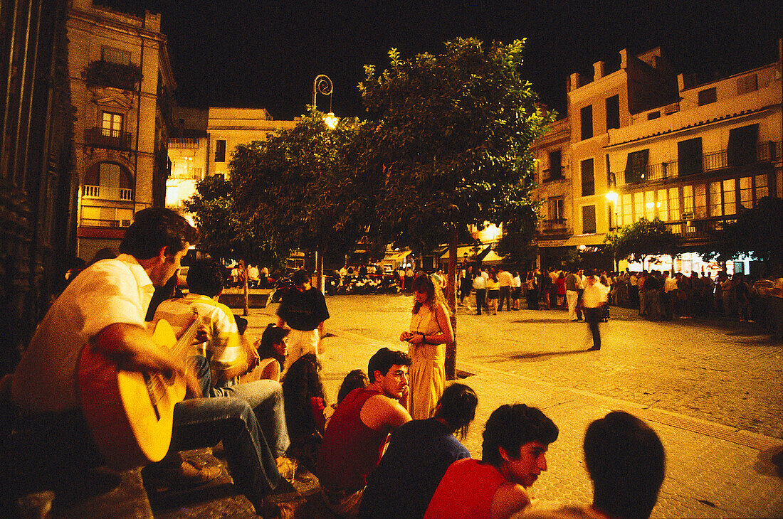 Nachtleben, Plaza San Salvador, Sevilla Andalusien, Spanien